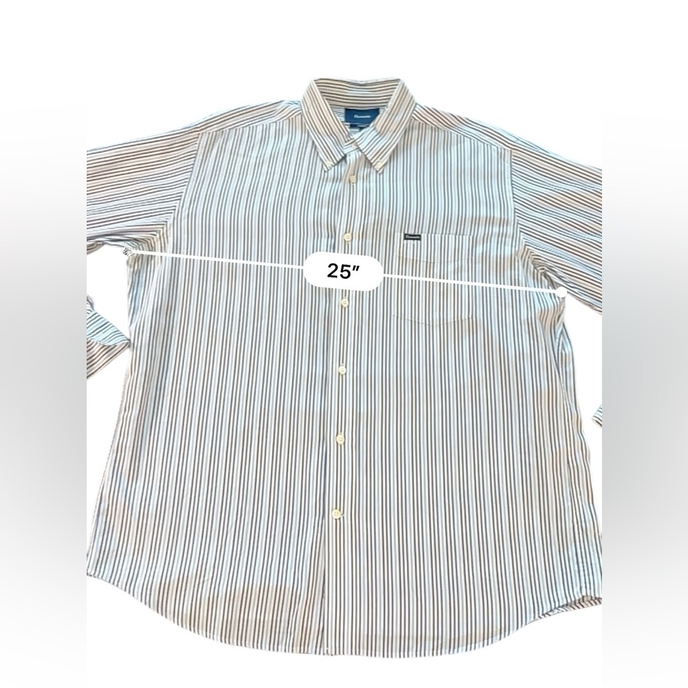 Faconnable Men's Blue White Striped Long Sleeve Button-Down Shirt Size XL - Picture 8 of 9